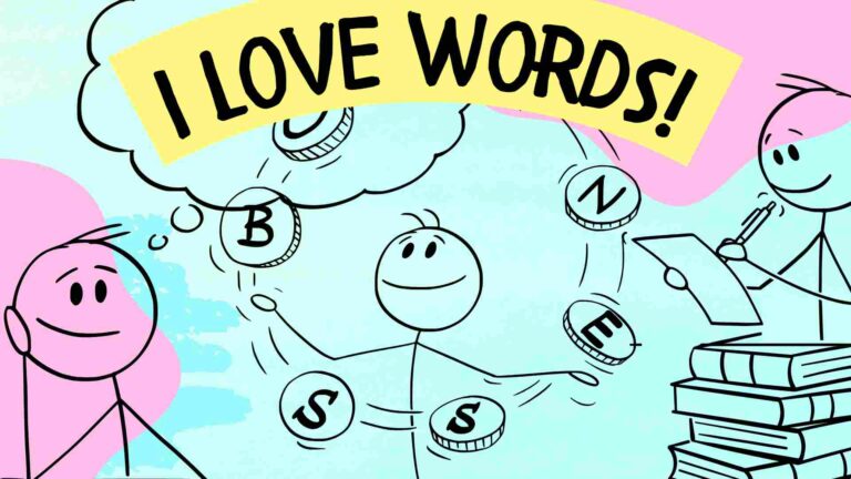 stick person thinking, stick person juggling letters, stick person reading