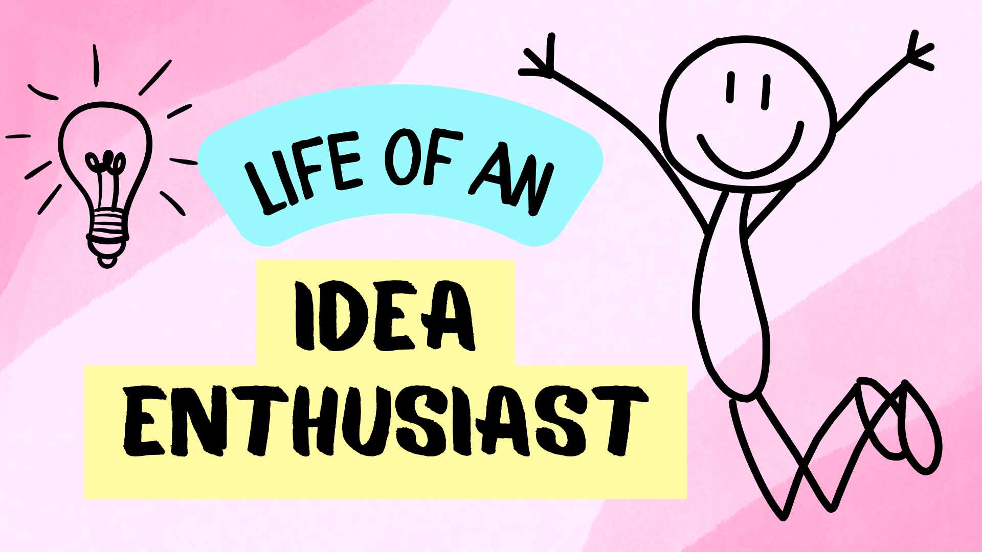 stick person jumping in the air, lightbulb idea