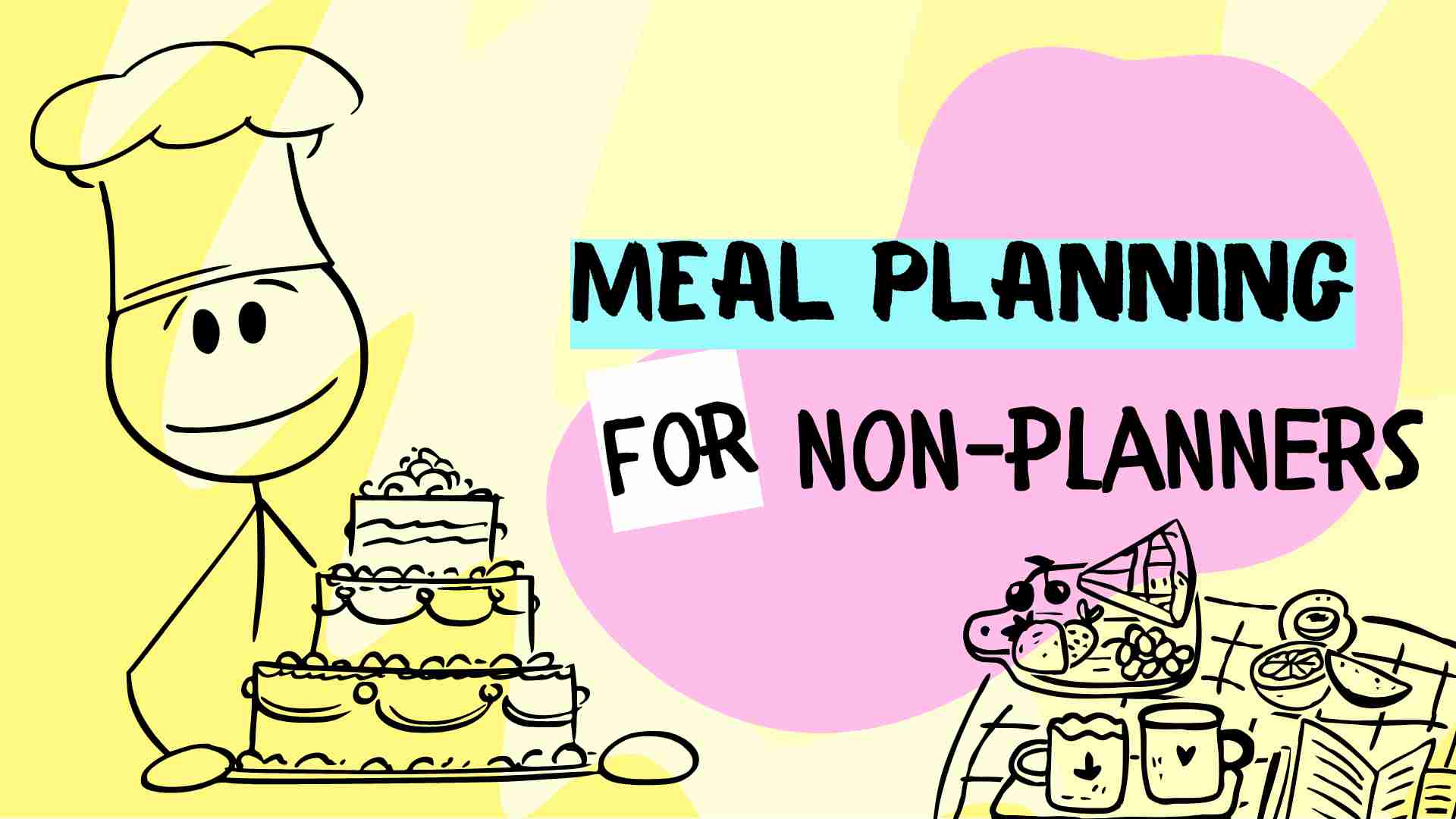 stick person chef with food