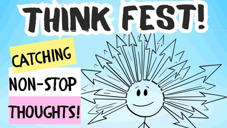 stick person with multiple arrows coming out of head representing many thoughts