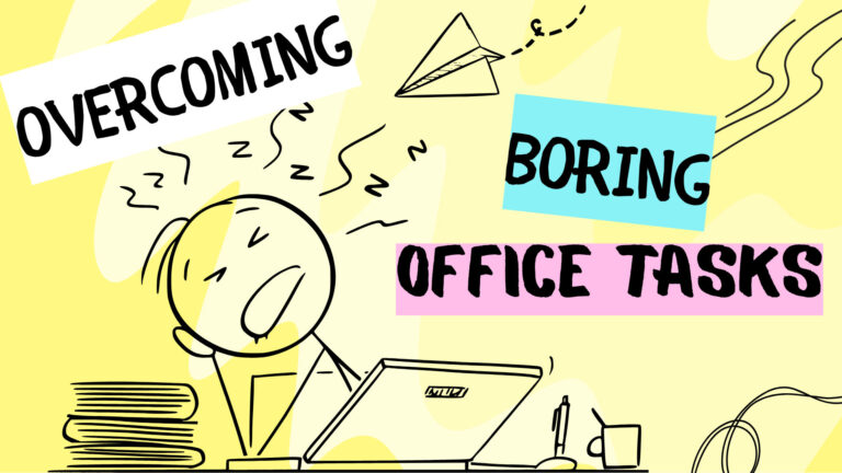 bored stick person at office desk falling asleep