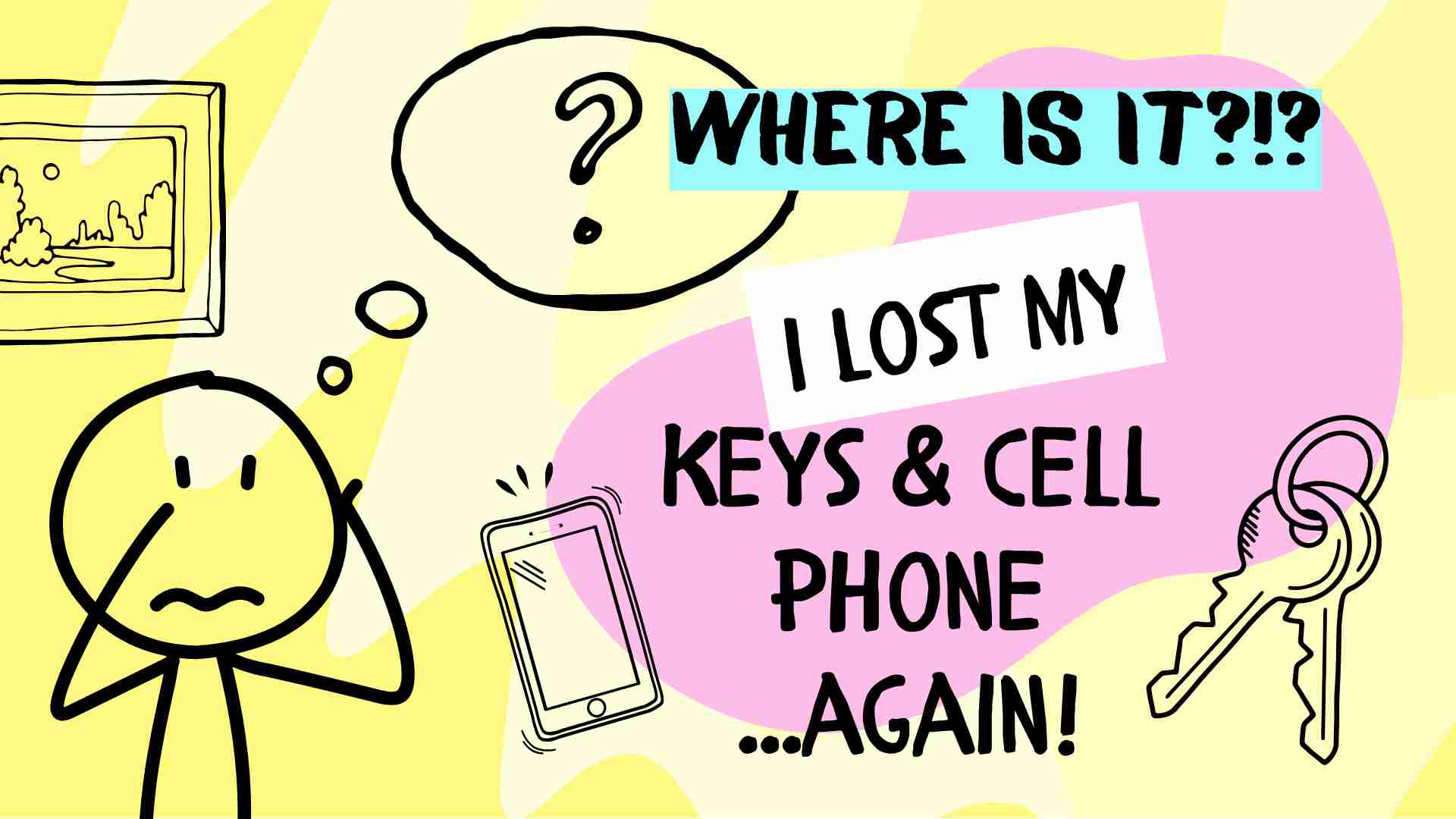 stick person frustrated that theylost cell phone and keys