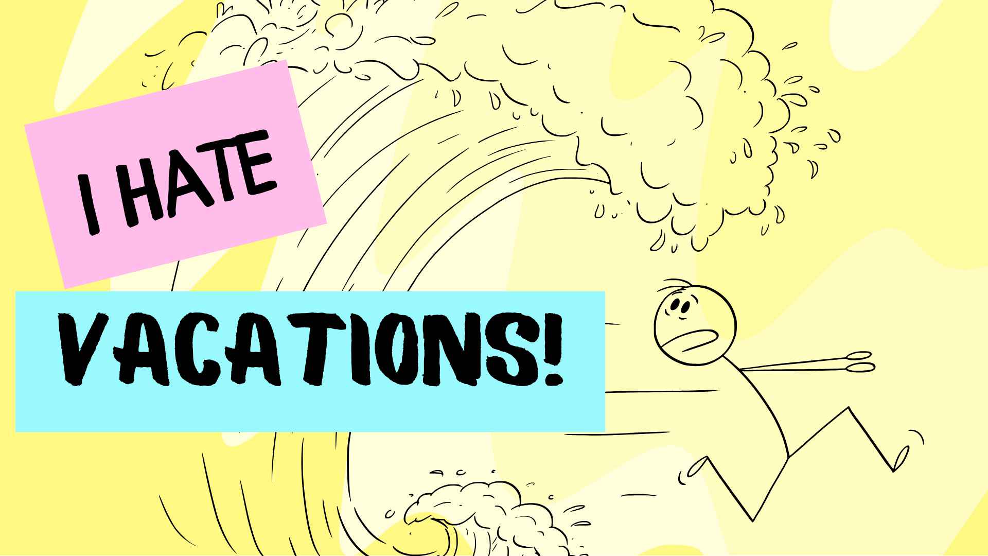 stick person running away from ocean wave