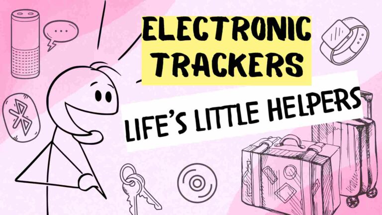 stick person using electronic trackers to help find missing object