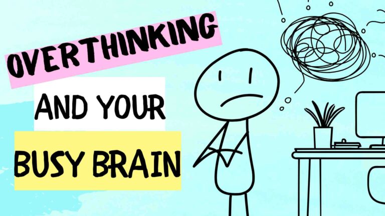 stick person with frustrated thought cloud