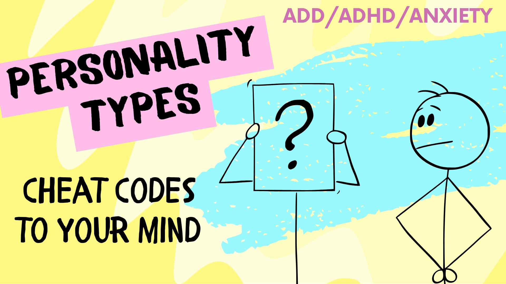 two stick people, one with a paper with a question mark over his face, hiding his true personality